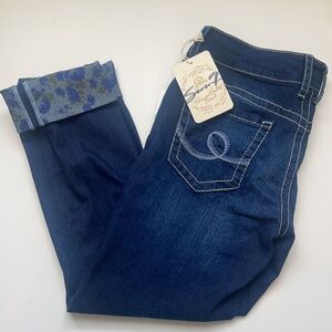 Seven7 Slim Straight Cropped Cuffed Denim Jeans